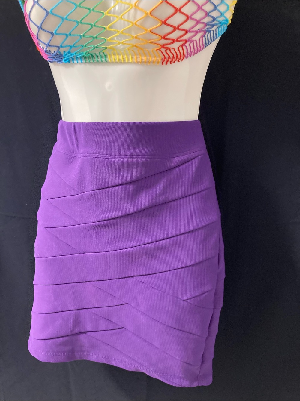 Dynamite Purple Bodycon Mini Skirt Medium Y2K